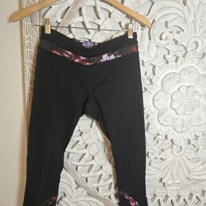 Lululemon Run Inspire Crop II Leggings Size 6 Yoga Walking Tie Dye Pink Black 6